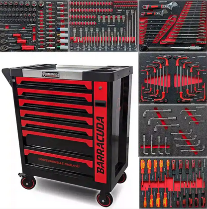 Carro de taller - BARRACUDA TOOLS - CUDA Max XXL - 8 cajones - 247 herramientas - Negro/Rojo